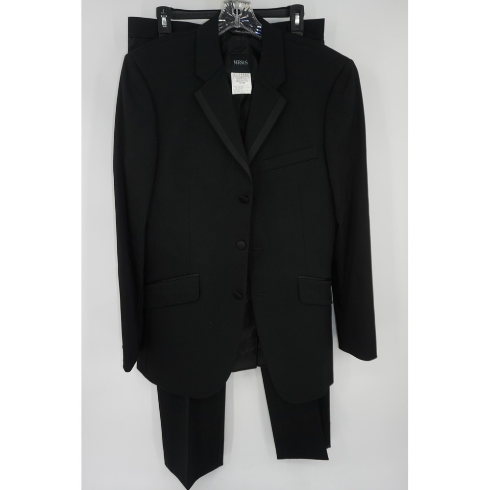 Versus Versace 2-Piece Tuxedo Suit Black Wool Made Italy Men's IT 50 38R 32x32